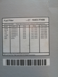 Fuel filter Nissan 16403-7F40B D40/ R20/ R51/ TK0/ TL0/ V10 Original.