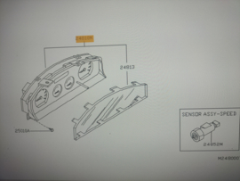 Kilometerteller/ cockpit TD27 Nissan Terrano2 R20 24810-0X003 Gebruikt.