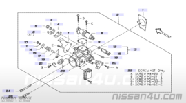 Gasklephuis GA16DE Nissan 16119-73C00 B13/ N14/ P10/ W10/ Y10 (compleet) Gebruikt.