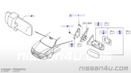 Spiegelkap links Nissan Primera P11/ WP11 96336-2F075 (donkerblauw)