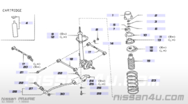 Strut kit-rear suspension, right-hand Nissan Prairie M11 55302-35R25 Original.