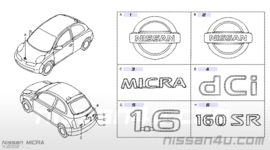 Achterklepembleem Nissan Micra K12 90892-AX600