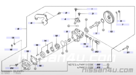 Montagebout stuurpomp GA14/GA16 Nissan 49149-77A00 B12/ B13/ C23/ N13/ N14/ N15/ P10/ P11/ W10/ WP11 Gebruikt.