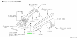 Afstandshouder zijscherm links 63827-50C00 N14/ N15 Origineel.