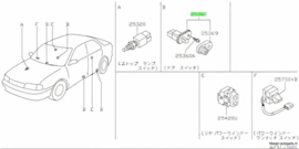 Portierschakelaar bijrijderszijde Nissan 25360-70J00 C23/ K11/ P10/ R20 Origineel.