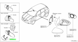 Cover-inside mirror Nissan 96329-AU405 C13/ J10/ JJ10/ P12 Used Part.
