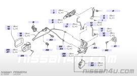 Deurslot mechaniek rechtsvoor Nissan Primera P11/WP11 80552-2F000