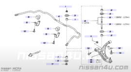 Bevestigingsbeugel stabilisatorstang vooras Nissan Micra K11 54614-47B00