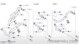 Bovenste kachelslang (inlet) Nissan Primera P11 92400-2F500