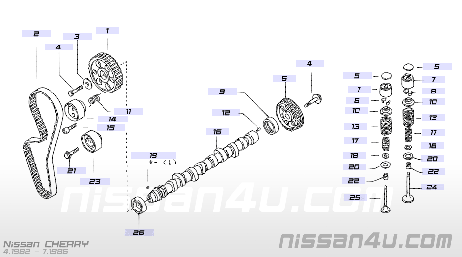Looprol distributieriem CD17/ CD17T Nissan 13074-16A01 B11/ N12/ T11 Origineel.
