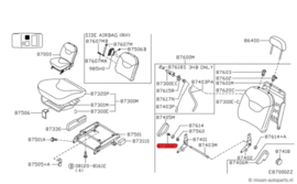 Bevestigingsclip afdekkap voorstoel Nissan Micra K11 24201-90B00 Gebruikt.