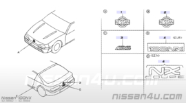 Achterklepembleem Nissan 100NX B13 90890-61Y60 Gebruikt.