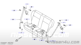 Belt set-rear seat, center Nissan Micra K11 88854-6F800 Used part.