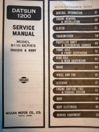 Service manual '' Model B110 series chassis and body '' Datsun Sunny B110 SM1E-B110G0