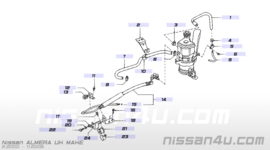 Retourslang stuuroliereservoir K9K Nissan Almera N16 49725-BN704