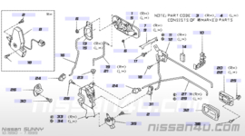 Bedieningsstang deurslot rechtsvoor Nissan Sunny N14 80506-50C00