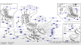 Afdekkap montagebout voorstoel Nissan Sunny(Wagon) N14/Y10 87558-50Y03