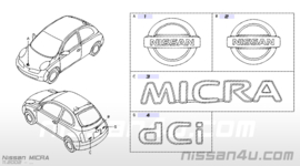 Emblem-rear Nissan 90890-AX600 K12/ R20