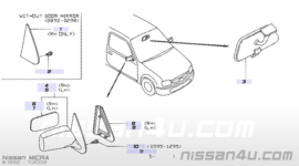 Afdekkap binnenzijde buitenspiegel rechts Nissan Micra K11 80292-5F100