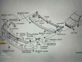 Voorbumper Nissan Primera P11/ WP11 62022-9F600 (62022-9F500/600) Z01 Gebruikt, lichte schade.