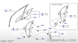 Raamgeleiderubber linksvoor Nissan Sunny N14 80331-50C61 Origineel.