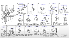 Mistlampschakelaar Nissan Terrano2 R20 25370-0F000
