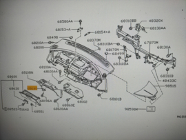 Striker-glove box lid Nissan Almera Tino V10 68640-BU200 (68640-BU400) Used part.