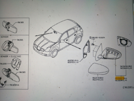 Buitenspiegel rechts Nissan Qashqai J10 96301-BR74A Gebruikt