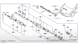 Aandrijfas rechts QR20DE/ YD22DDTI Nissan Primera P12 39100-AV611