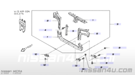 Bracket-radiator mounting left hand Nissan Micra K11 62589-41B00