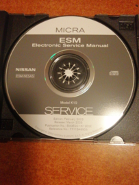 Electronic Service manual '' Model K12 series '' Nissan Micra K12 SM3E00-1K12E0E Used part.