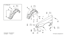 Protector-front fender, right-hand Nissan Sunny N14 63842-50C00 Original.