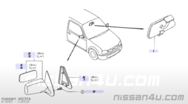 Buitenspiegel links Nissan Micra K11 96302-6F601 (zonder glas)