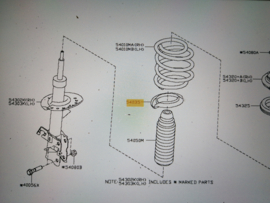 Rubberzitting chassisveer onderzijde vooras Nissan F15/ J10 54035-JD00A Origineel