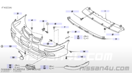 Afdekkap mistlampgat Nissan Almera N16. Rechtsvoor 62256-BM474