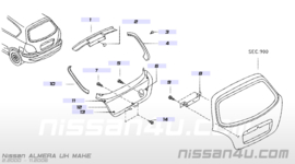 Garnish back door top Nissan Almera N16 90904-BM400