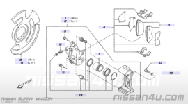 Hardware-kit remklauw vooras Nissan Sunny Wagon Y10 41080-58Y26