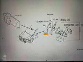 Afdekkap binnenzijde buitenspiegel links Nissan Primera P11/ WP11 80293-2F015 Gebruikt.