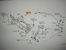 Bout subframe Nissan X-trail T30 54459-8H33A origineel.