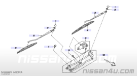 Ruitenwisserblad bijrijderskant Nissan Micra K12 / CK12. 450mm. 28890-AX610