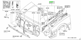 Hoodledge assy-right-hand Nissan Sunny B11 64100-04A00 Original.