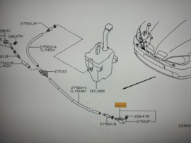 Koplampsproeier links Nissan Primera P11/ WP11 28642-9F911 (BT3) Gebruikt.