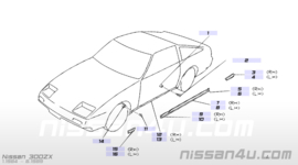 Sierstrip voorportier links Nissan 300ZX Z31 76875-04P01 Gebruikt.