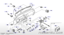 Afdekkap interieur Nissan Bluebird T72 68920-Q9201 Gebruikt.