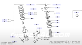 Schokdemper rechtsvoor Nissan 52302-52C29 B13/N14/Y10