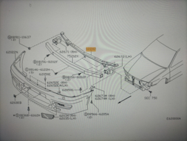 Retainer-front bumper, upper Nissan Primera P11/ WP11 62290-9F530 (62290-9F500) Used part.