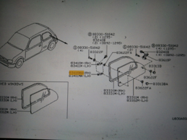 Hinge-side window, lower right-hand Nissan Micra K11 83412-4F310 Used part.