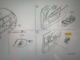 Switch assy-power window assist Nissan Qashqai J10 25411-JD000