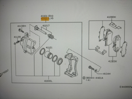 Remklauw linksvoor Nissan 41011-4U100 P12/ V10 Gebruikt.