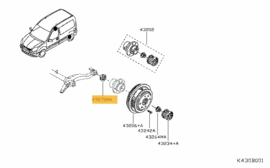 Pen achteraswielnaaf Nissan Kubistar X76 43270-00QAA Origineel.